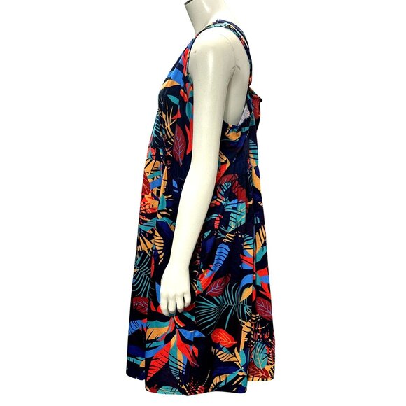 CCC Colorful Bohemian Style Spaghetti Strap Dress V Neck Tropical Leaf Print Med - Picture 2 of 8